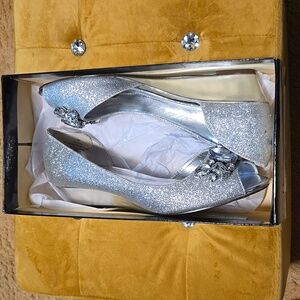 L Miller silver heels